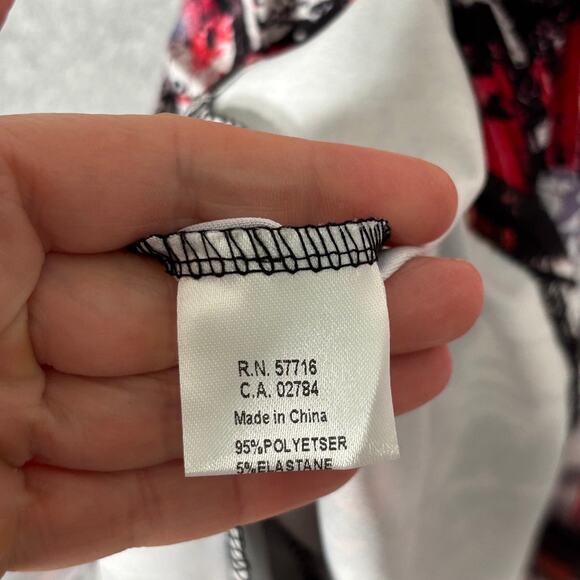 Papillon Dress Small Red Purple Flowy Pockets Jersey Knit Abstract Artsy Print - Picture 9 of 11